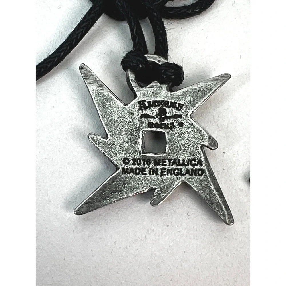 Alchemy Rocks Metallica Ninja Star‎ Logo Black Cord Necklace Official Merch